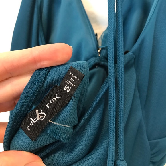 Ruby Rox NWT y2k 90s Halter Midi Dress Teal Blue Medium - Picture 8 of 10